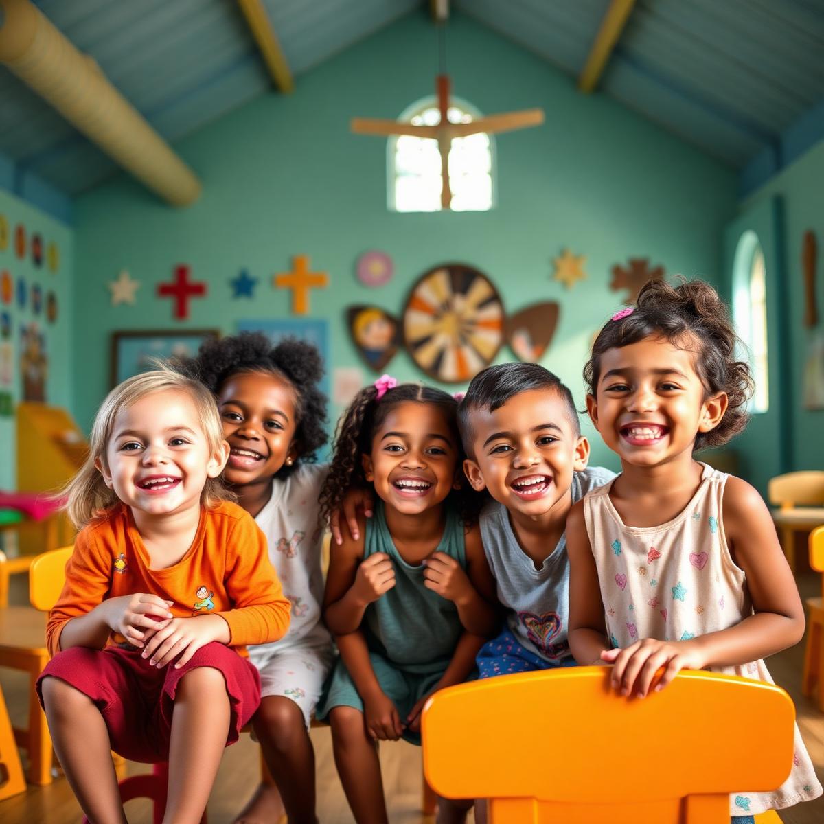 Crianças felizes aprendendo